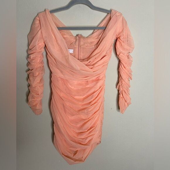 House of CB Felicity Mini Peach Pink Dress Size L - Picture 15 of 17